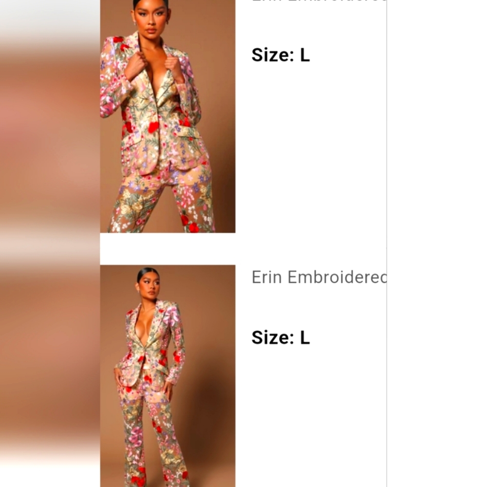 Embroidered Sheer Pant Suit